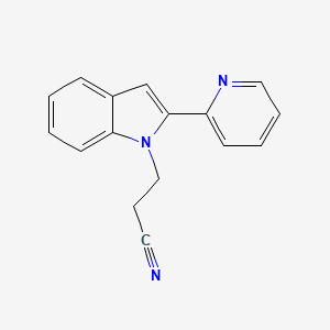 molecular formula C16H13N3 B13991665 3-(2-Pyridin-2-ylindol-1-yl)propanenitrile CAS No. 21190-97-6