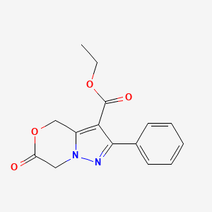 molecular formula C15H14N2O4 B13991682 Ethyl 6-oxo-2-phenyl-6,7-dihydro-4H-pyrazolo[5,1-c][1,4]oxazine-3-carboxylate CAS No. 76972-98-0