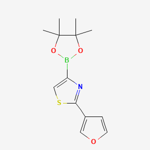 molecular formula C13H16BNO3S B13991829 2-(Furan-3-yl)-4-(4,4,5,5-tetramethyl-1,3,2-dioxaborolan-2-yl)thiazole 