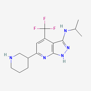 molecular formula C15H20F3N5 B1399203 异丙基-(6-哌啶-3-基-4-三氟甲基-1H-吡唑并[3,4-b]吡啶-3-基)-胺 CAS No. 1316225-60-1