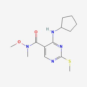 molecular formula C13H20N4O2S B13992188 4-(Cyclopentylamino)-N-methoxy-N-methyl-2-(methylthio)-5-pyrimidinecarboxamide 