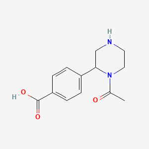 molecular formula C13H16N2O3 B1399222 4-(1-Acetylpiperazin-2-yl)benzoic acid CAS No. 1316219-81-4