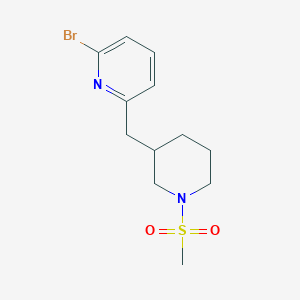 molecular formula C12H17BrN2O2S B1399232 2-溴-6-((1-(甲磺酰基)哌啶-3-基)甲基)吡啶 CAS No. 1316217-39-6