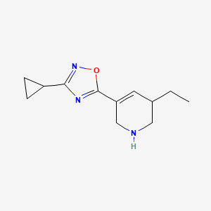 molecular formula C12H17N3O B13992394 3-Cyclopropyl-5-(3-ethyl-1,2,3,6-tetrahydropyridin-5-yl)-1,2,4-oxadiazole 