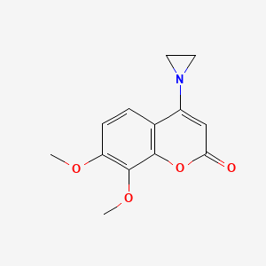 molecular formula C13H13NO4 B13992481 4-(Aziridin-1-yl)-7,8-dimethoxy-2H-1-benzopyran-2-one CAS No. 3613-10-3