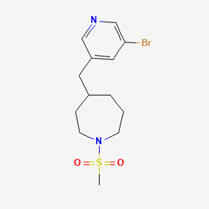 molecular formula C13H19BrN2O2S B1399250 4-((5-溴吡啶-3-基)甲基)-1-(甲磺酰基)氮杂环己烷 CAS No. 1316221-93-8