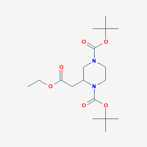 molecular formula C18H32N2O6 B13992502 Ditert-butyl 2-(2-ethoxy-2-oxoethyl)piperazine-1,4-dicarboxylate 