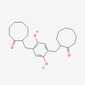 molecular formula C24H34O4 B13992566 2-[[2,5-Dihydroxy-4-[(2-oxocyclooctyl)methyl]phenyl]methyl]cyclooctan-1-one CAS No. 66714-90-7