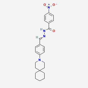 molecular formula C24H28N4O3 B13992570 N-[[4-(3-azaspiro[5.5]undec-3-yl)phenyl]methylideneamino]-4-nitro-benzamide CAS No. 60948-34-7