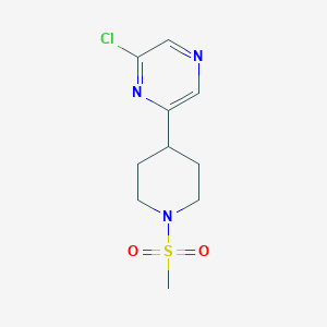 molecular formula C10H14ClN3O2S B1399263 2-氯-6-(1-(甲磺酰基)哌啶-4-基)吡嗪 CAS No. 1316220-86-6