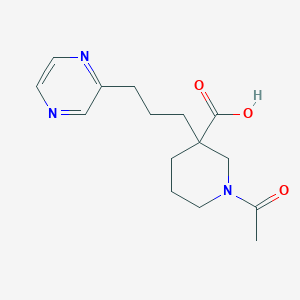 molecular formula C15H21N3O3 B1399271 1-乙酰-3-(3-(吡嗪-2-基)丙基)哌啶-3-甲酸 CAS No. 1316227-15-2