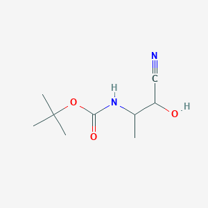 molecular formula C9H16N2O3 B13992722 (1RS)-propanol, 1-cyano-(2S)-(tert.butyloxycarbonyl)amino- 