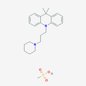 molecular formula C24H34N2O3S B13992793 9,9-Dimethyl-10-(3-piperidin-1-ylpropyl)acridine;methanesulfonic acid CAS No. 4943-02-6