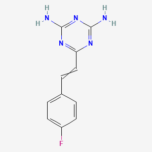 molecular formula C11H10FN5 B13993048 6-[2-(4-Fluorophenyl)ethenyl]-1,3,5-triazine-2,4-diamine 