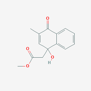 molecular formula C14H14O4 B13993090 Methyl 2-(1-hydroxy-3-methyl-4-oxonaphthalen-1-yl)acetate CAS No. 83553-01-9