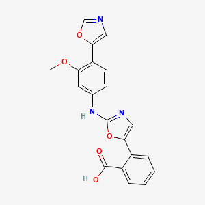 molecular formula C20H15N3O5 B13993235 2-[2-[[3-Methoxy-4-(5-oxazolyl)phenyl]amino]-5-oxazolyl]benzoic acid CAS No. 267645-84-1