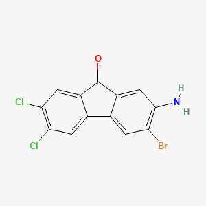 molecular formula C13H6BrCl2NO B13993268 2-amino-3-bromo-6,7-dichloro-9H-fluoren-9-one CAS No. 91693-17-3