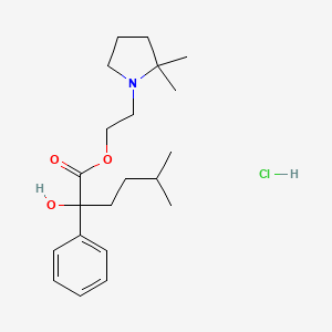 molecular formula C21H34ClNO3 B13993285 2-(2,2-Dimethylpyrrolidin-1-yl)ethyl 2-hydroxy-5-methyl-2-phenylhexanoate;hydrochloride CAS No. 2771-36-0