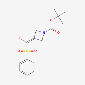 molecular formula C15H18FNO4S B13993384 tert-Butyl 3-(fluoro(phenylsulfonyl)methylene)azetidine-1-carboxylate 