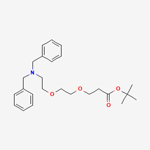 molecular formula C25H35NO4 B13993431 Propanoic acid, 3-[2-[2-[bis(phenylmethyl)amino]ethoxy]ethoxy]-, 1,1-dimethylethyl ester 