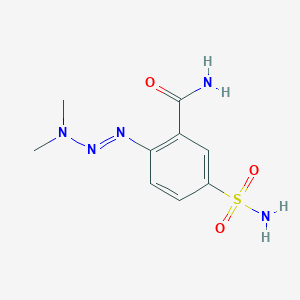 molecular formula C9H13N5O3S B13993475 2-[(1E)-3,3-Dimethyltriaz-1-en-1-yl]-5-sulfamoylbenzamide CAS No. 66974-93-4