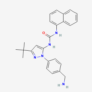 molecular formula C25H27N5O B13993489 1-[2-[4-(Aminomethyl)phenyl]-5-tert-butylpyrazol-3-yl]-3-naphthalen-1-ylurea CAS No. 725686-56-6