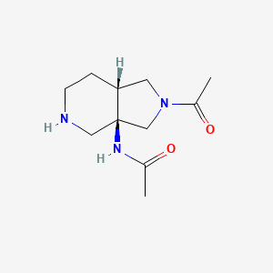 molecular formula C11H19N3O2 B1399351 N-((3AR,7aR)-2-acetyloctahydro-3aH-pyrrolo[3,4-c]pyridin-3a-yl)acetamide CAS No. 1442080-85-4
