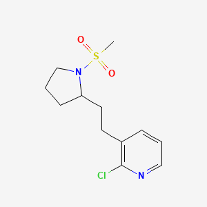 molecular formula C12H17ClN2O2S B1399354 2-Chloro-3-(2-(1-(methylsulfonyl)pyrrolidin-2-yl)ethyl)pyridine CAS No. 1316221-53-0