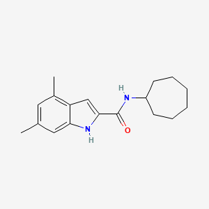 molecular formula C18H24N2O B13993544 N-cycloheptyl-4,6-dimethyl-1H-indole-2-carboxamide 