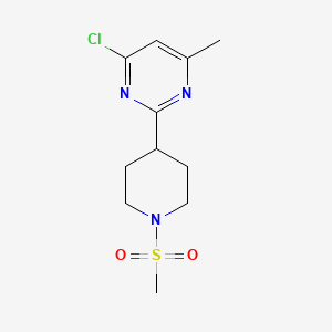 molecular formula C11H16ClN3O2S B1399355 4-Chloro-2-(1-methanesulfonyl-piperidin-4-yl)-6-methyl-pyrimidine CAS No. 1316226-00-2