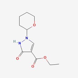 molecular formula C11H16N2O4 B13993568 Ethyl 3-hydroxy-1-(tetrahydro-2H-pyran-2-yl)-1H-pyrazole-4-carboxylate 