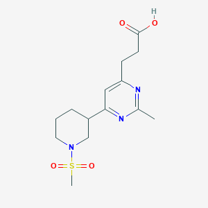 molecular formula C14H21N3O4S B1399358 3-(2-Methyl-6-(1-(methylsulfonyl)piperidin-3-yl)pyrimidin-4-yl)propanoic acid CAS No. 1316222-87-3