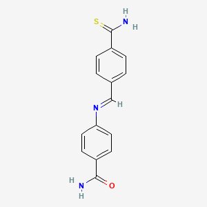 molecular formula C15H13N3OS B13993600 4-{(E)-[(4-Carbamothioylphenyl)methylidene]amino}benzamide CAS No. 64547-96-2