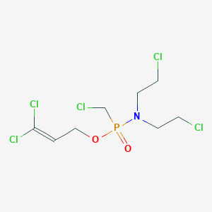 molecular formula C8H13Cl5NO2P B13993618 2-chloro-N-(2-chloroethyl)-N-[chloromethyl(3,3-dichloroprop-2-enoxy)phosphoryl]ethanamine CAS No. 6650-92-6