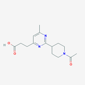 molecular formula C15H21N3O3 B1399364 3-(2-(1-Acetylpiperidin-4-yl)-6-methylpyrimidin-4-yl)propanoic acid CAS No. 1316220-92-4