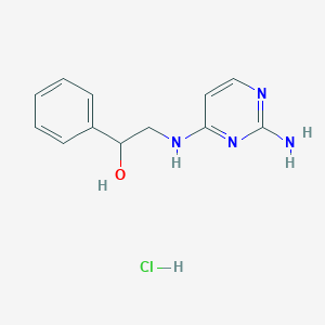 molecular formula C12H15ClN4O B13993667 2-[(2-Aminopyrimidin-4-yl)amino]-1-phenylethanol;hydrochloride CAS No. 3603-50-7