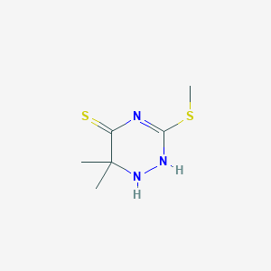 molecular formula C6H11N3S2 B13993736 6,6-Dimethyl-3-methylsulfanyl-1,2-dihydro-1,2,4-triazine-5-thione CAS No. 59153-11-6