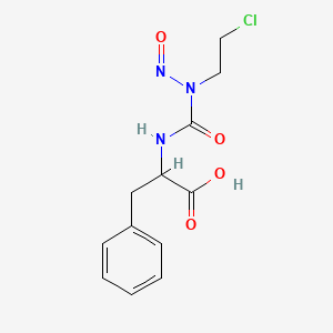 molecular formula C12H14ClN3O4 B13993747 Alanine, N-(((2-chloroethyl)nitrosoamino)carbonyl)-3-phenyl-, DL- CAS No. 52322-29-9