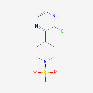 molecular formula C10H14ClN3O2S B1399377 2-Chloro-3-(1-(methylsulfonyl)piperidin-4-yl)pyrazine CAS No. 1316220-71-9