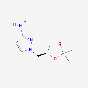 molecular formula C9H15N3O2 B1399411 (S)-1-((2,2-dimethyl-1,3-dioxolan-4-yl)methyl)-1H-pyrazol-3-amine CAS No. 1174231-07-2