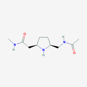 molecular formula C10H19N3O2 B1399430 2-((2R,5S)-5-(Acetamidomethyl)pyrrolidin-2-yl)-N-methylacetamide CAS No. 1442080-82-1