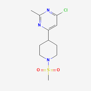 molecular formula C11H16ClN3O2S B1399450 4-Chloro-2-methyl-6-(1-(methylsulfonyl)piperidin-4-yl)pyrimidine CAS No. 1316221-94-9