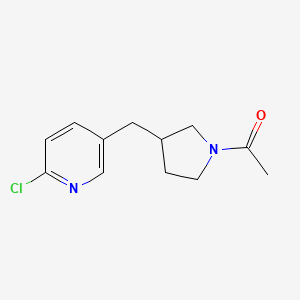 molecular formula C12H15ClN2O B1399451 1-(3-((6-Chloropyridin-3-yl)methyl)pyrrolidin-1-yl)ethanone CAS No. 1316225-91-8