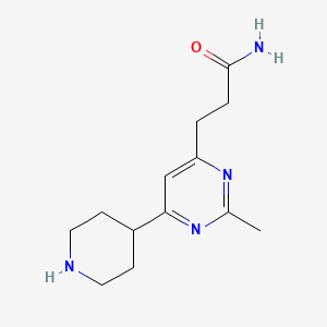 molecular formula C13H20N4O B1399458 3-(2-甲基-6-(哌啶-4-基)嘧啶-4-基)丙酰胺 CAS No. 1316217-55-6