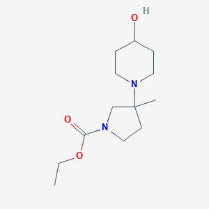 molecular formula C13H24N2O3 B1399495 Ethyl 3-(4-hydroxypiperidin-1-YL)-3-methylpyrrolidine-1-carboxylate CAS No. 1131451-63-2