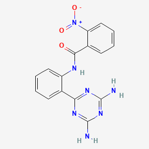 molecular formula C16H13N7O3 B13995096 N-[2-(4,6-diamino-1,3,5-triazin-2-yl)phenyl]-2-nitrobenzamide CAS No. 35107-21-2