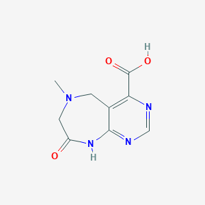 molecular formula C9H10N4O3 B1399512 6,7,8,9-Tetrahydro-6-methyl-8-oxo-5H-pyrimido[4,5-E][1,4]diazepine-4-carboxylic acid CAS No. 1095822-63-1
