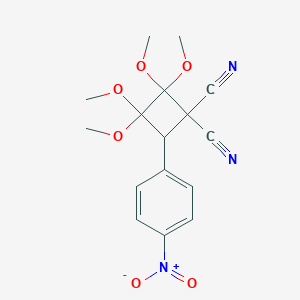 molecular formula C16H17N3O6 B13995258 2,2,3,3-Tetramethoxy-4-(4-nitrophenyl)cyclobutane-1,1-dicarbonitrile CAS No. 56069-51-3