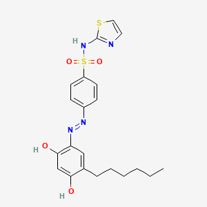 molecular formula C21H24N4O4S2 B13995284 4-[(5-hexyl-2,4-dihydroxyphenyl)diazenyl]-N-(1,3-thiazol-2-yl)benzenesulfonamide CAS No. 15591-59-0