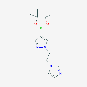 molecular formula C14H21BN4O2 B13995386 1-(2-Imidazol-1-ylethyl)-4-(4,4,5,5-tetramethyl-1,3,2-dioxaborolan-2-yl)pyrazole 